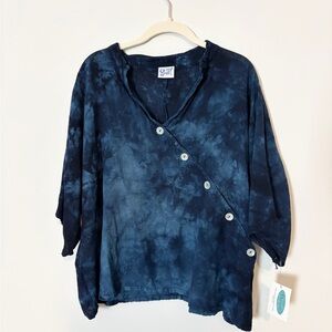 NWT Oh My Gauze 100% Cotton Tie Dye Top Blue